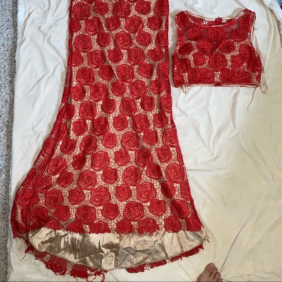 JOVANI crochet two piece dress - Picture 1 of 5